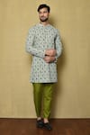 Buy_Samyukta Singhania_Multi Color Viscose Chikankari Pattern Kurta And Green Pant Set_at_Aza_Fashions