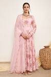 Buy Itraake Pink Anarkali Cotton Silk Printed Floral Round Flowy Set at Aza Fashions Buy_Itraake_Pink Anarkali Cotton Silk Printed Floral Round Flowy Set _at_Aza_Fashions