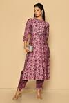 Buy_Naintara Bajaj_Purple Muslin Embroidered Floral Round Straight Kurta And Pant Set For Women_at_Aza_Fashions