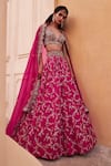 Buy_Mrunalini Rao_Pink Satin Organza Embroidered Zardozi Lata Bridal Lehenga Set  _at_Aza_Fashions