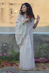 Buy_Studio Malang_White Chanderi Silk Block Printed Rose Saree_at_Aza_Fashions