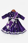 Buy_FAYON KIDS_Purple Velvet Embroidery Zardozi Floral Work Anarkali_at_Aza_Fashions