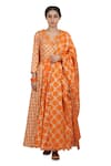 Buy_Seema Nanda_Orange  Lining Print And Falak Anarkali Set  _at_Aza_Fashions