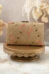Buy_Amyra_Gold Embroidery Floral Creeper Box Clutch _at_Aza_Fashions