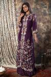 Buy_Kesar Studio_Purple Silk Hand Embroidered Thread Mandarin Collar Jacket With Inner _at_Aza_Fashions