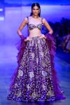 Buy_Nachiket Barve_Purple Blouse And Lehenga Organza Embroidery Bead Cosmic Gardenia Set _at_Aza_Fashions