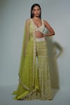Buy_Ritika Mirchandani_Green Net Embroidered Bustier And Sharara Set_at_Aza_Fashions