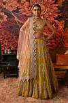 Buy_Moledro_Green Lehenga And Blouse Zari Brocade Embroidered Anaya Embellished Bridal Set _at_Aza_Fashions
