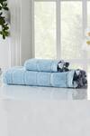 Buy_Houmn_Blue 100% Cotton Weaves Elsa Towel Set _at_Aza_Fashions