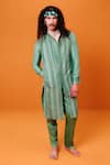 Buy_Wabi Sabi By Anshum-Ritesh_Green Chanderi Embroidery Kurta Set _at_Aza_Fashions