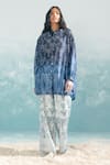 Buy_Ikai by Ragini Ahuja_Blue Cotton Silk Chanderi Embroidery Nile Shibori Drop Shoulder Shirt  _at_Aza_Fashions