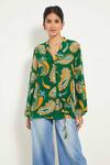 Buy_Style Junkiie_Green Crepe Printed Paisley Mandarin Collar Shirt  _at_Aza_Fashions