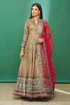 Buy_Naintara Bajaj_Green Patola Print Anarkali With Sheer Dupatta _at_Aza_Fashions
