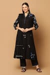 Buy_Ikha Couture_Black Kurta And Pant - Linen Cotton Embroidered Resham Thread Set  _at_Aza_Fashions