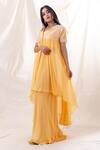 Buy PIRI INDIA Yellow Chanderi, Georgette, Organza Sequins, Embroidery Jacket Palazzo Set at Aza Fashions Buy_PIRI INDIA_Yellow Chanderi, Georgette, Organza Sequins, Embroidery Jacket Palazzo Set _at_Aza_Fashions