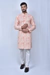 Buy_Adara Khan_Orange Cotton Embroidered Geometric Kurta And Churidar_at_Aza_Fashions