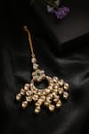 Buy_Minaki_White Geometric Embellished Maangtika _at_Aza_Fashions