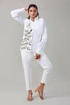 Buy_Ek Dhaaga_White Poplin Embellished Floral Shirt Collar Panelled Cuff Sleeve _at_Aza_Fashions