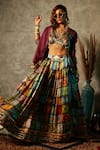 Buy_Esha L Amin_Multi Color Modal Satin Printed Big Square Tile Lehenga _at_Aza_Fashions