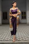 Buy_Sheela Suthar_Gold Crochet Lace Work Multi Panelled Stole_at_Aza_Fashions