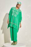 Buy_NAMRATA JOSHIPURA_Green Georgette Hand Embellished Forsythia Kaftan And Pant Co-ord Set _at_Aza_Fashions