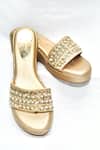 Shop_Foot Fuel_Gold Sequins, Zari Amorr Embellished Wedges _Online_at_Aza_Fashions