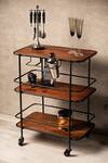 Buy_S.G. Home_Black Metal And Wood Mid-century Bar Cart _at_Aza_Fashions