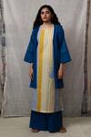 Buy_BANANA labs_Blue Cotton Printed Stripe Kurta Set With Shrug For Kids_at_Aza_Fashions