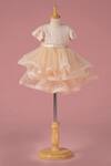 Buy_Darleen Kids Couture_Ivory Georgette, Net, Taffeta Pearls Angel Layered Dress _at_Aza_Fashions