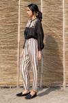 Buy_Ayaka_Ivory Viscose, Cotton Striped Pant _at_Aza_Fashions