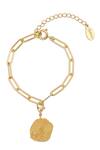 Buy_Mnsh_Gold Plated Aquarius Carved Charm Bracelet_at_Aza_Fashions