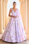 Buy_Lashkaraa_Purple Velvet, Satin, Chiffon Lavender Butterfly Embellished Anarkali Set_at_Aza_Fashions