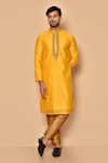 Buy Arihant Rai Sinha Yellow Silk Cut Work Dana Embroidered Kurta With Pajama at Aza Fashions Buy_Arihant Rai Sinha_Yellow Silk Cut Work Dana Embroidered Kurta With Pajama _at_Aza_Fashions
