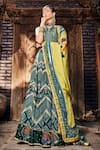 Buy_The Royaleum_Green Blouse And Lehenga Upada Silk Printed Patola Boat Bandhani Bridal Set _at_Aza_Fashions