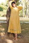 Buy_Dhaari_Yellow Handwoven Cotton Silk Hand Painted And Embroidered Floral Dress Gusset _at_Aza_Fashions