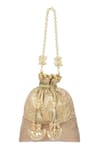 Buy_Miar Designs_Gold Mukaish And Pearl Work Ava Embroidered Potli Bag _at_Aza_Fashions