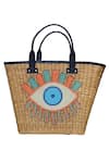 Buy_GINN AND TONIK_Beige Beads Evil Eye Embellished Beach Bag _at_Aza_Fashions