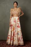 Buy_RI.Ritu Kumar_Off White Viscose And Silk Star Olivia Embroidered Ruffle Blouse And Skirt Set _at_Aza_Fashions