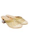 Buy_Kkarma_Gold Silk Nisha Mule Transparent Block Heels_at_Aza_Fashions