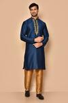 Buy_Arihant Rai Sinha_Blue Silk Embroidery Dori Work Kurta And Pajama Set _at_Aza_Fashions