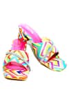 Buy_Foot Fuel_Pink Rhinestones Lihana Chevron Print Block Heels _at_Aza_Fashions