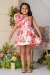 Buy_Lil Angels_Peach Silk Floral Pattern Dress _at_Aza_Fashions