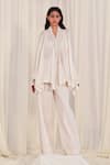 Buy AK-OK White Cotton Embroidery Round Neck, Top Broad Pant Set at Aza Fashions Buy_AK-OK_White Cotton Embroidery Round Neck, Top Broad Pant Set _at_Aza_Fashions