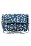 Buy_Ginn And Tonik_Blue Embellished Denim Stone Sling Bag _at_Aza_Fashions