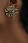 Buy_House Of Tuhina_Gold Plated Mirror Enamel Saar Beaded Earrings _at_Aza_Fashions