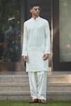 Buy_Bohame_Off White Kurta Georgette Embroidery Chikankari Jiva Zari With Salwar _at_Aza_Fashions