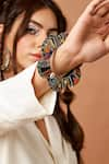 Buy_Knotmecute_Multi Color Mirror Banjara Scallop Shaped Bangle_at_Aza_Fashions