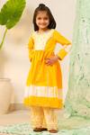Buy_Cute Couture_Yellow , Chanderi Shibori Placement Print Anarkali And Sharara Set _at_Aza_Fashions