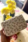 Buy_Essemm_Beige Embroidered Enzo Pearl Clutch _at_Aza_Fashions