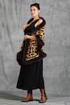 Buy_Dusala_Brown Handwoven Cashmere Fine Wool Animal Print Stole _at_Aza_Fashions